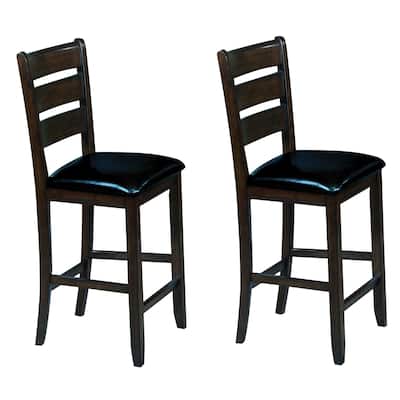 Black and Espresso Counter Height Chairs (Set of 2)