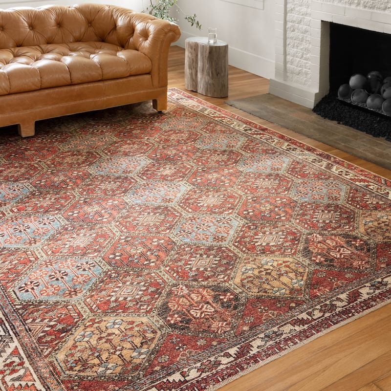 Alexander Home Tremezzina Printed Distressed Diamond Boho Rug