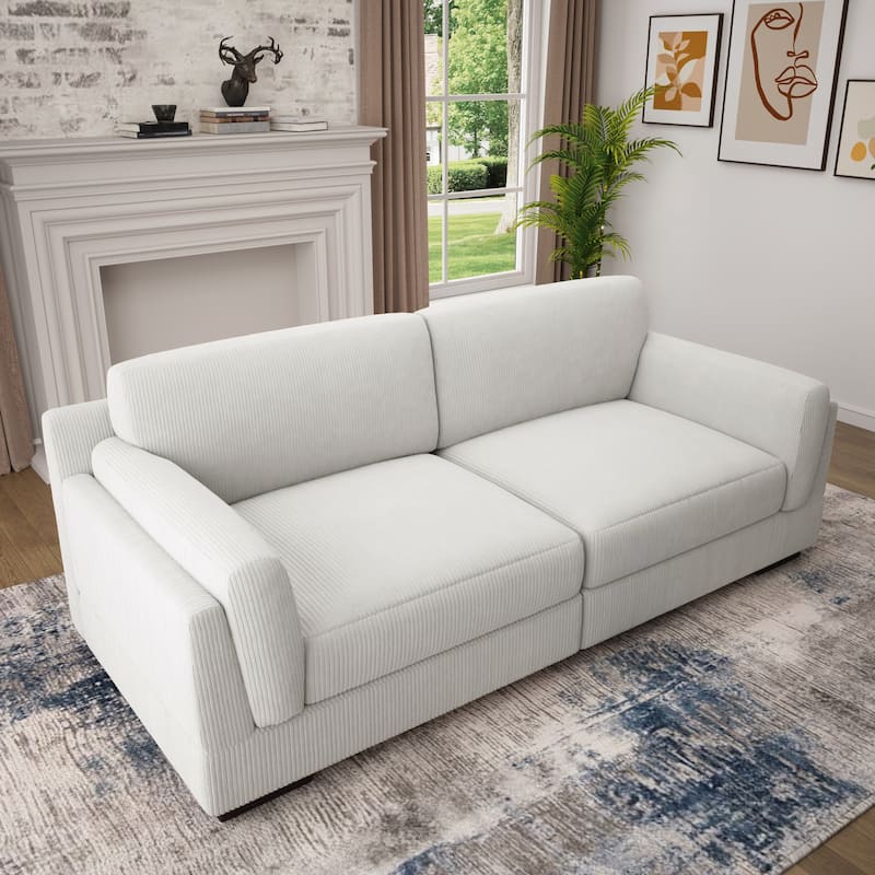 Modern 2 Seater Corduroy Arm Loveseat Sofa