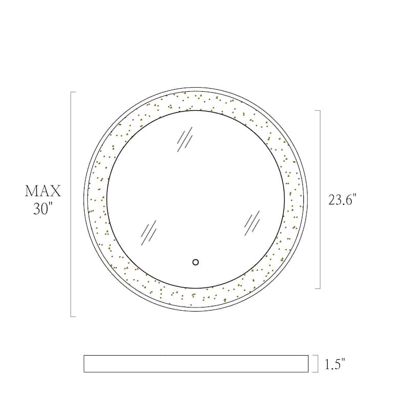 Evari 30 IN. Mid Century Modern Round Gold Leaf LED Bathroom Vanity Mirror Dimmable Makeup Light - Dia.30" x H1.5"