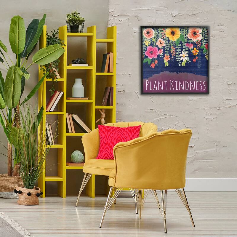 Stupell Plant Kindness with Florals Framed Giclee Art Design By Nicole DeCamp