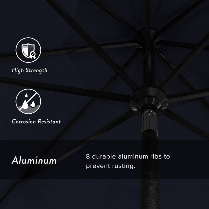 California Umbrella 11' Rd Golden State Series Patio Umbrella Black Aluminum Frame Crank Lift Collar Tilt Pacifica