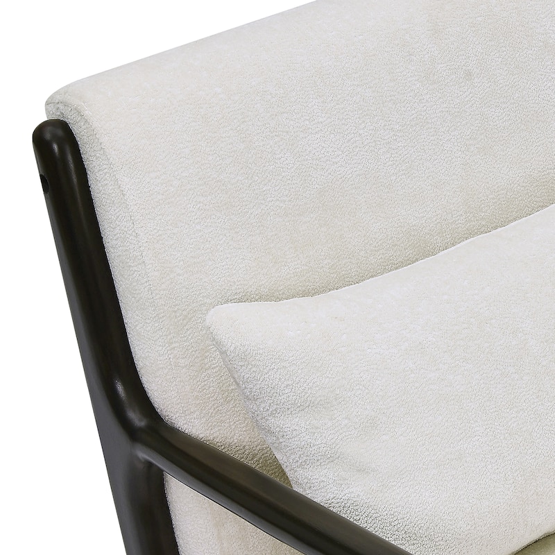 Eterna Mid-Century Modern Style Accent Chair with Removable Lumbar Pillow, Black Finish Solid Wood Legs