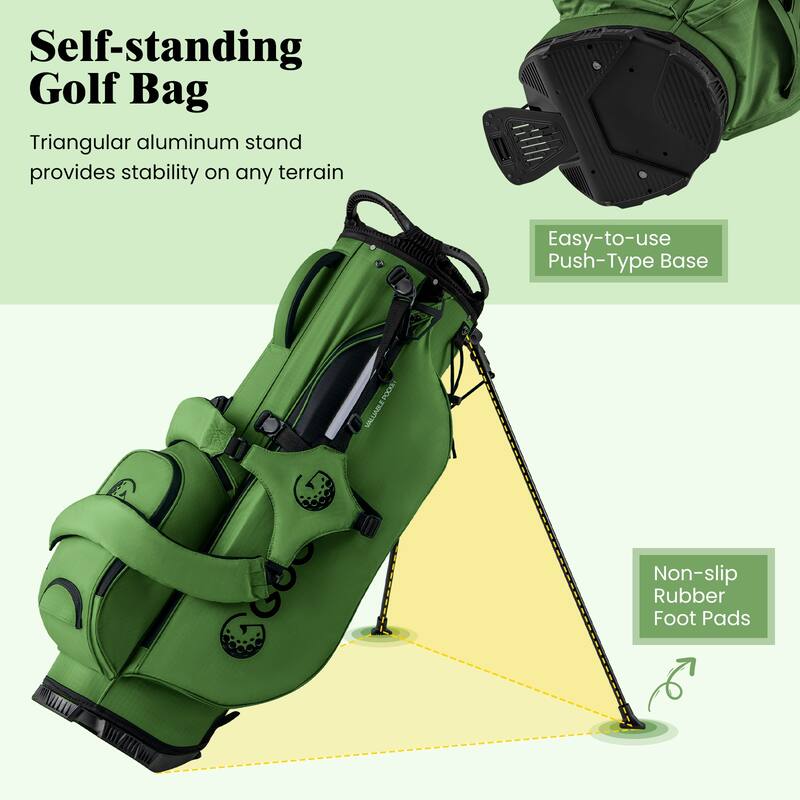 Gymax 8-Way Golf Stand Bag w/ 5 Pockets Lightweight Portable Golf Club