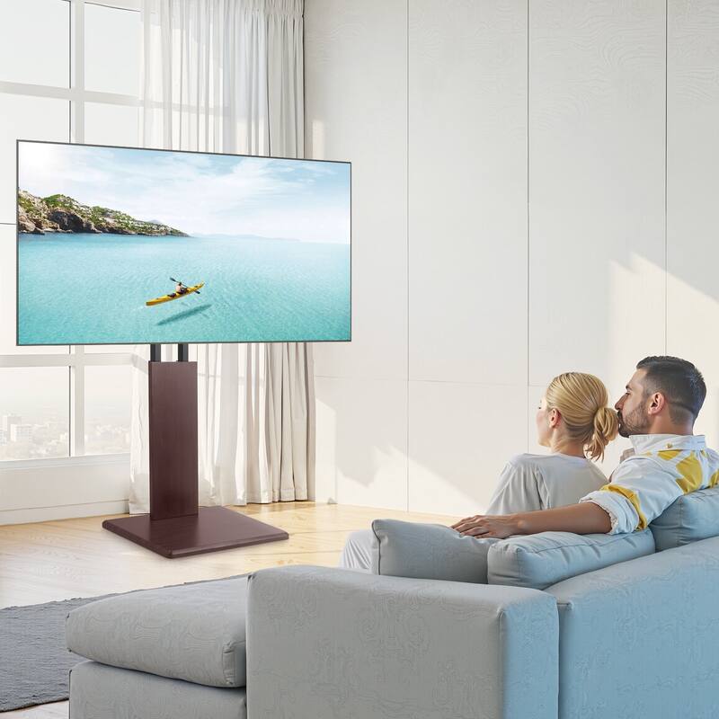 Universal TV Stand for 32-70 inch TVs with Adjustable Height and Swivel - 25.98 x 15.75 x (41.93-52.76) In.