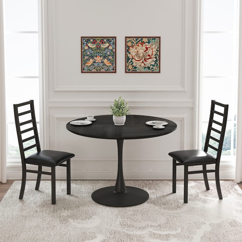 Metal Dining Chairs Set of 2, Steel Legs and PU Leather Seats, High Back Armless Dining Chairs, for Kitchen, Living Room