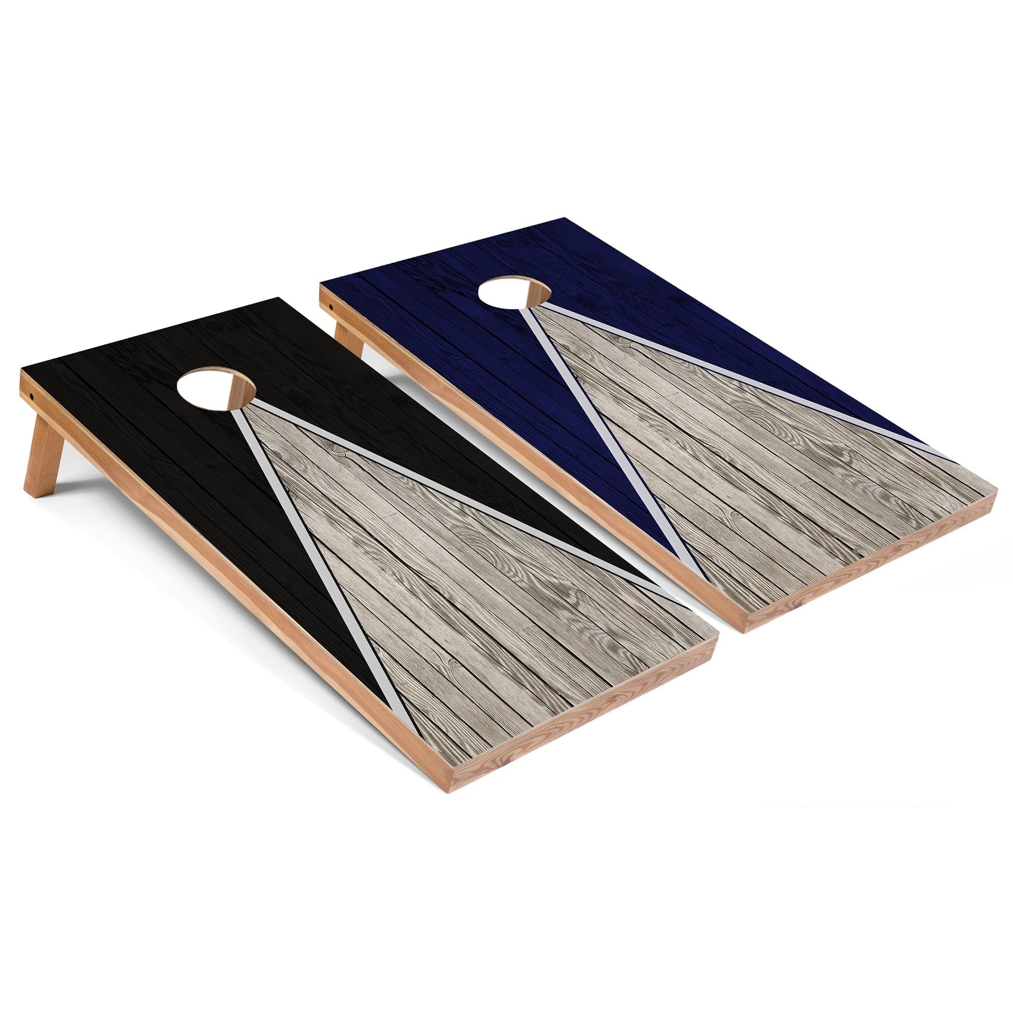 Black and Navy Pyramid Cornhole Board Set