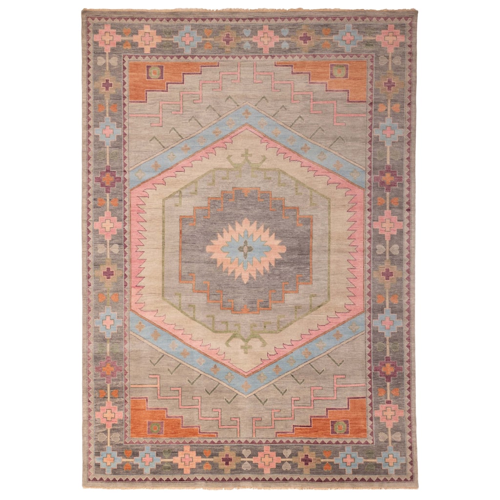 ECARPETGALLERY Hand-knotted Modern Oushak Grey Wool Rug - 9'10 x 13'9