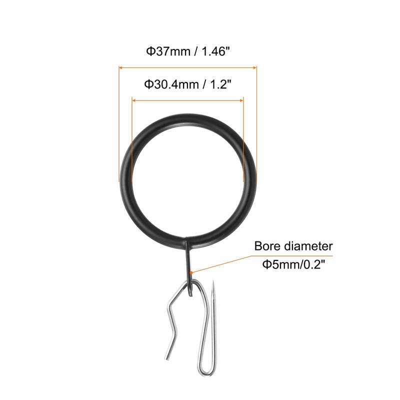 28pcs Metal Curtain Hook Rings with Pin-on Hooks - Black - 1.2-Inch