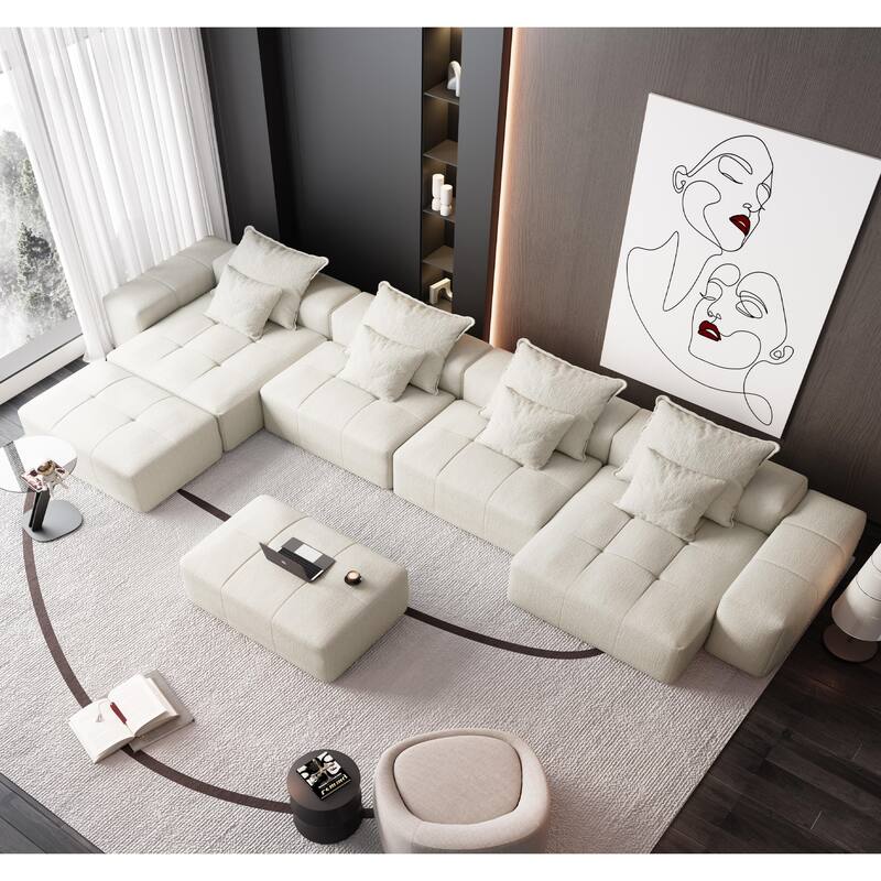 Modern 8 PCS DIY Combination Modular Sofa with 8 Pillows