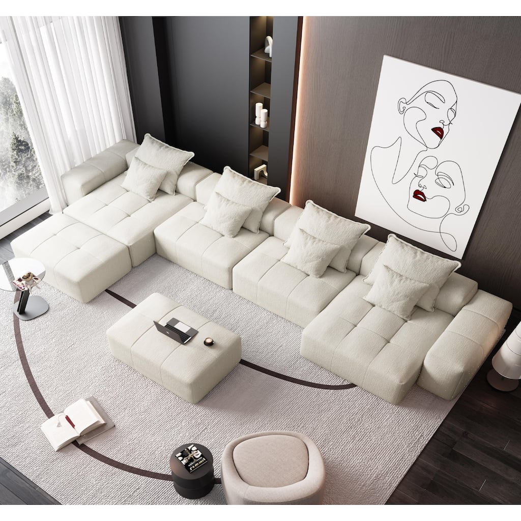 Modern 8 PCS DIY Combination Modular Sofa with 8 Pillows