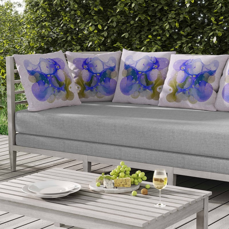Whimsical Waves Indoor/Outdoor Reversible Throw Pillow Blue and Olive