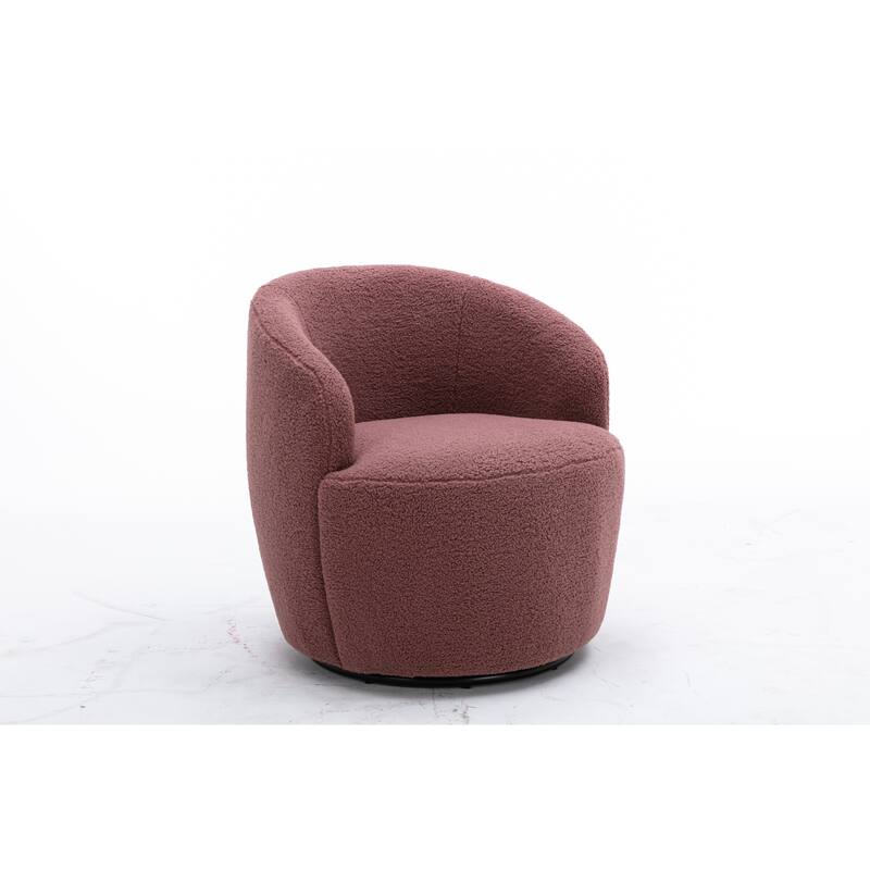 Teddy Fabric Swivel Barrel Chair with 360° Rotation & Metal Base