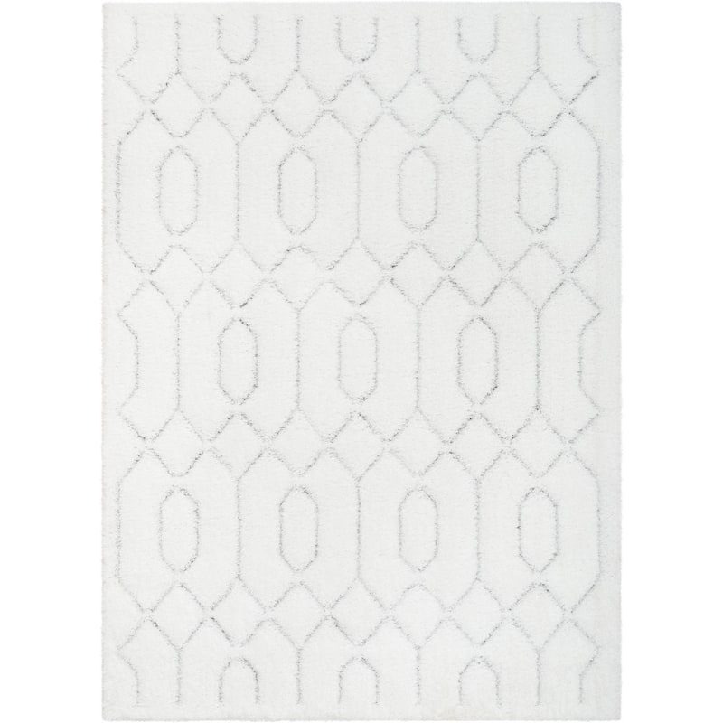 Well Woven Logan Winona Honeycomb Hexagon High Low Shag Area Rug - 7' 10" x 9' 10" - Ivory - Rectangle