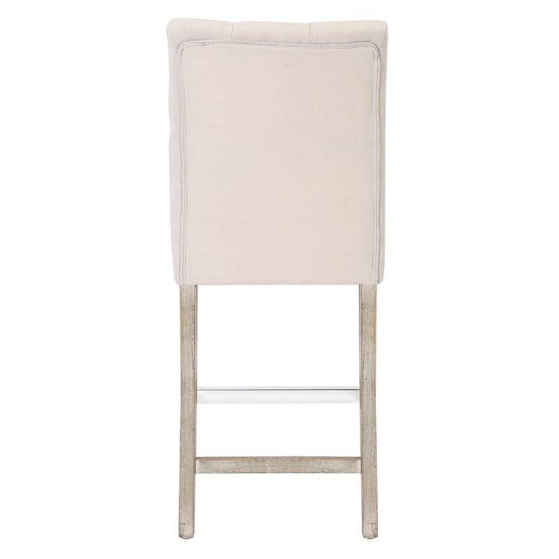 Carter 24" Classic Button Tufted Counter Stool, Antique Gray Legs