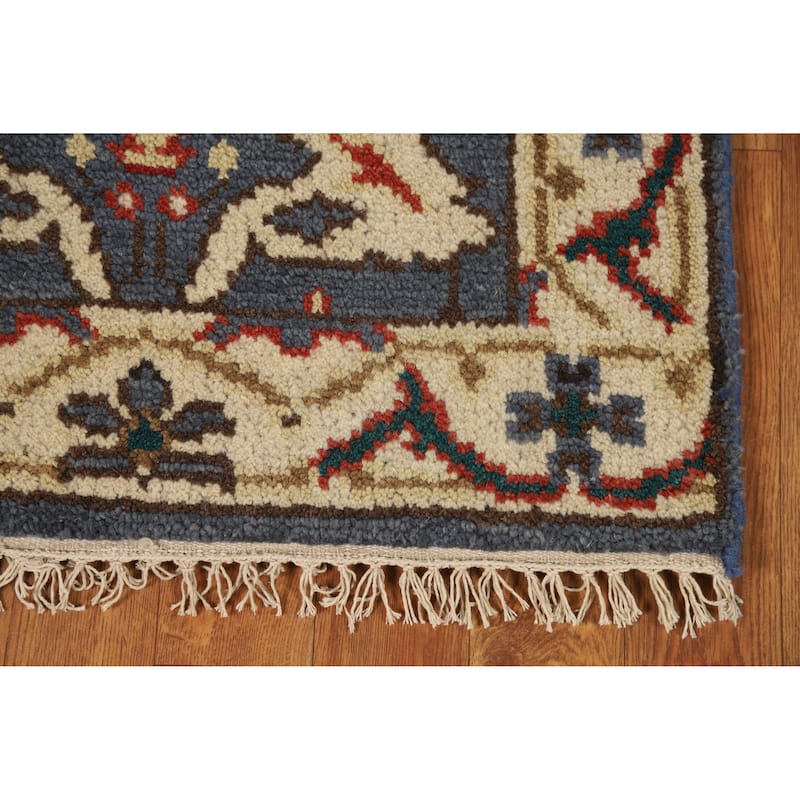 Blue Oushak Oriental Foyer Rug Hand-Knotted Wool Carpet - 2'0"x 3'0"