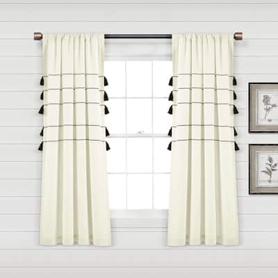 Lush Decor Farmhouse Boho Stripe Woven Tassel Yarn Dyed Cotton Window Curtain Panel Pair