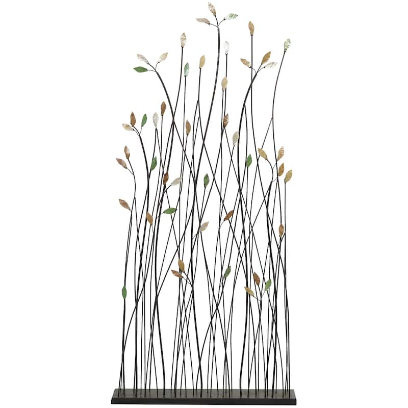 Metal Leaf Decorative Sculpture with Black Base - Black - Roche River Decor - Black - 28"W, 60"H