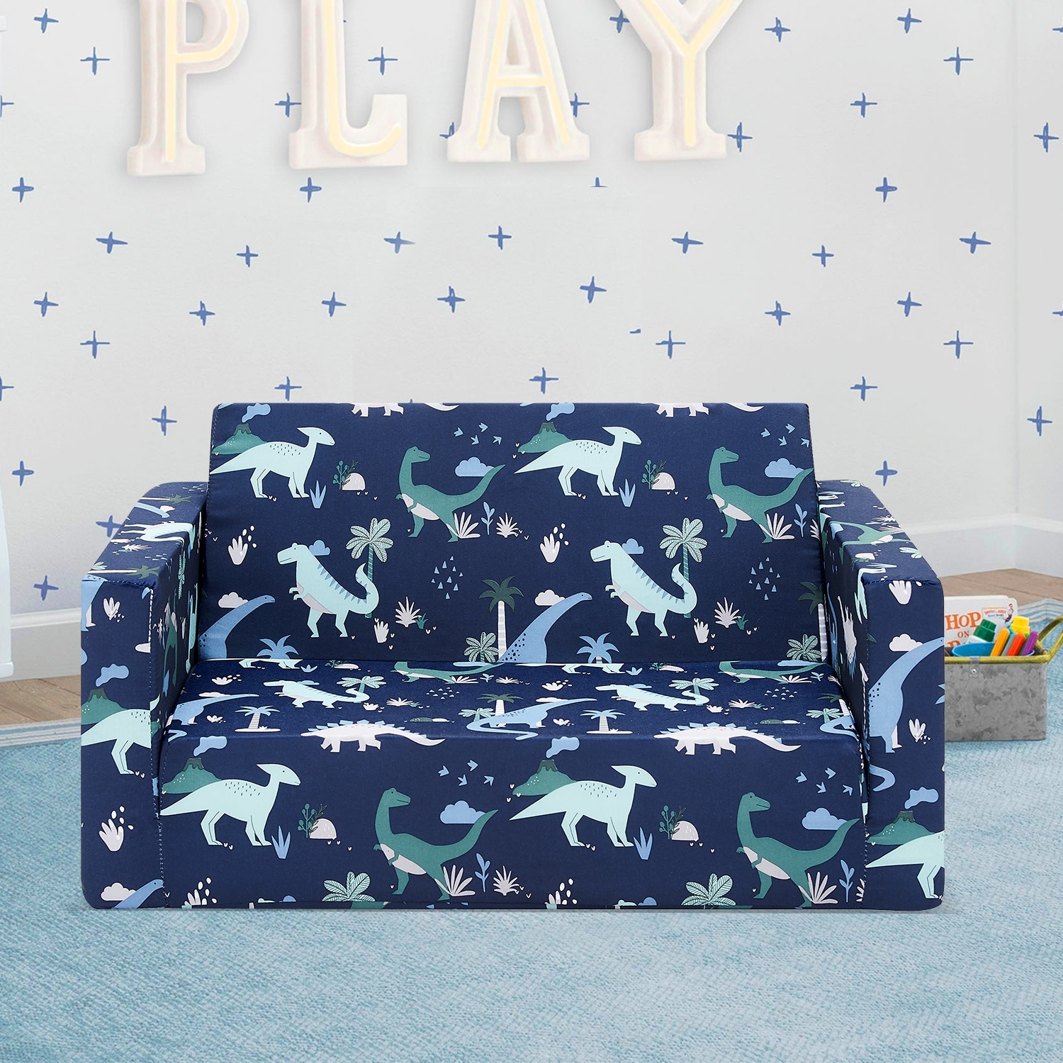 Kids Fold Out Couch 2 in 1 Children Convertible Sofa to Lounger