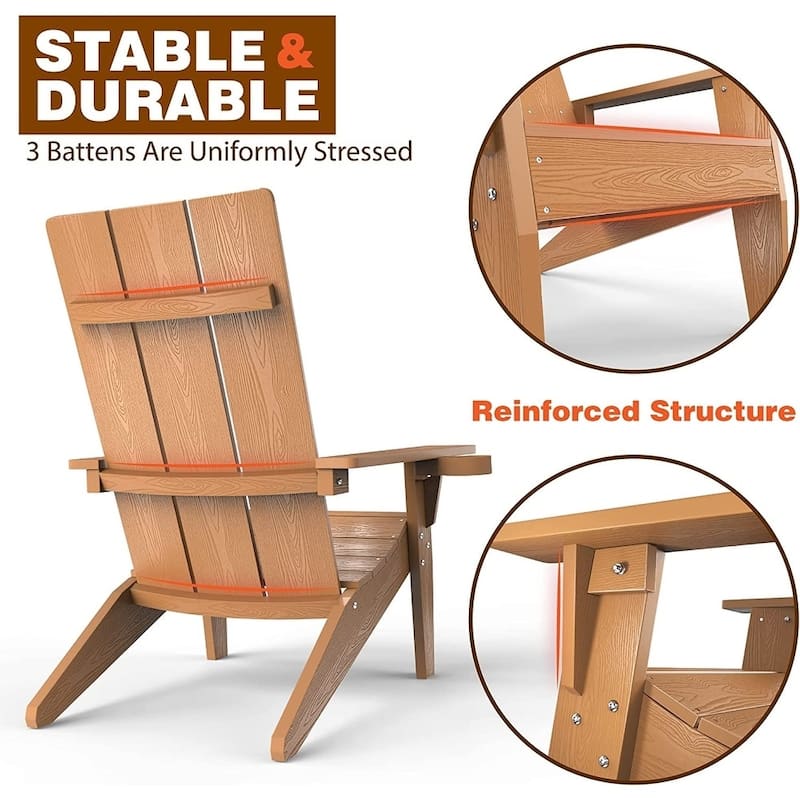 WINSOON Adirondack Chair with Cup Holder All Weather,Made Of HIPS