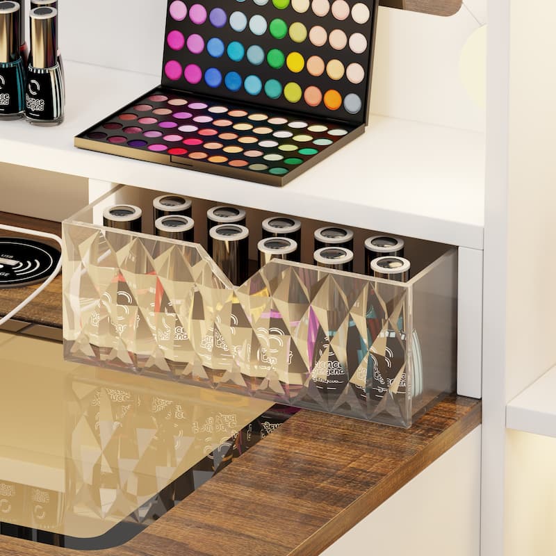 Makeup Vanity With LED Light and Charging Station