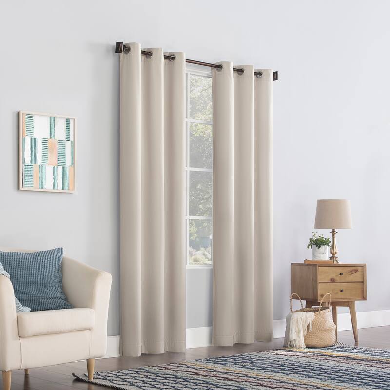 No. 918 Lindstrom Textured Draft Shield Fleece Insulated Room Darkening Grommet Curtain Panel, Single Panel