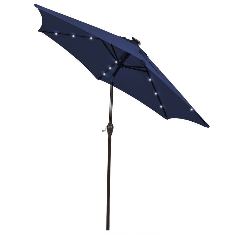 10' Solar LED Lighted Patio Market Umbrella Shade Tilt Adjustment Crank