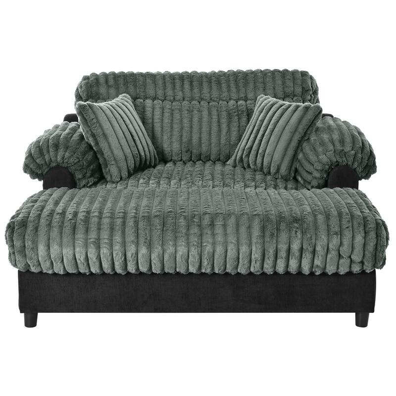 Roomfitters Chaise Lounge Sofa 65.25" Cloud Plush Upholstered Sofa Couch with Two Pillows, Cozy Living Room Furniture