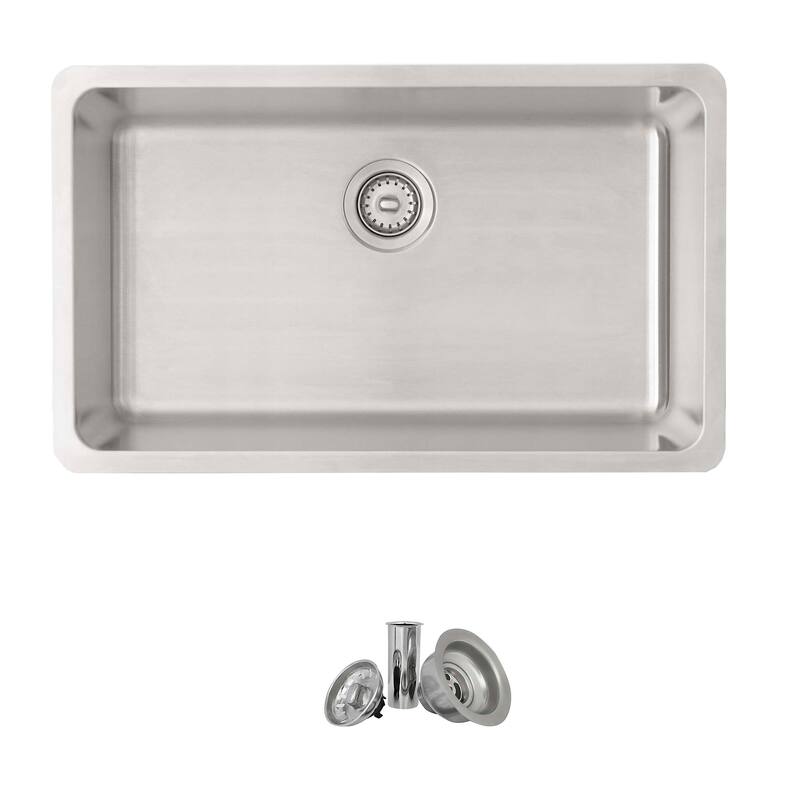 Stylish Dual Mount 30" Stainless Steel Single-Bowl Kitchen Sink S-411 - 30" x 18" x 9"