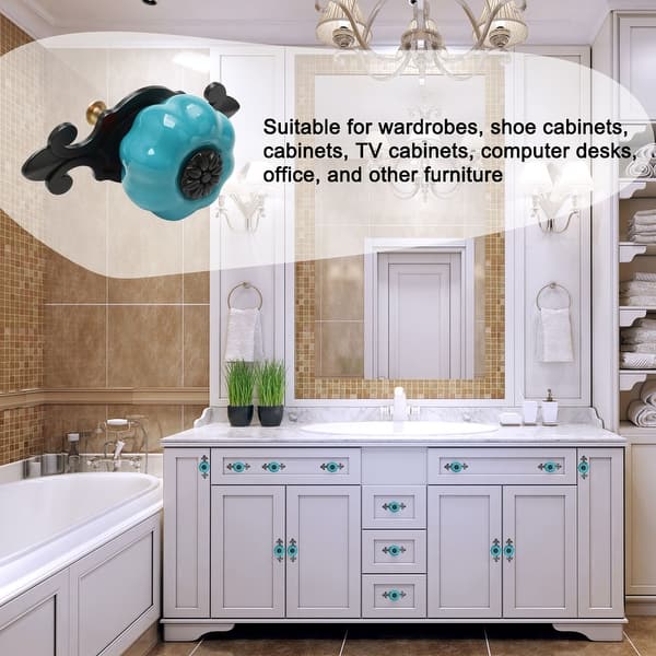 Unique Pumpkin Ceramic Cabinet Knobs Furniture Drawer Wardrobe Door Pull Handle