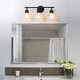 preview thumbnail 9 of 11, 24 in. 3-Light Black Bathroom Vanity Light with Clear Prismatic Glass Shade