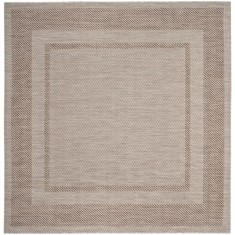 SAFAVIEH Courtyard Shpresa Indoor/ Outdoor Waterproof Patio Backyard Rug - 7'10" Square - Beige/Brown