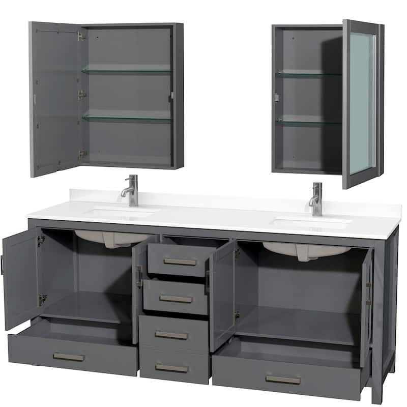 Wyndham Collection WCS141480D-QTZ-UNSMED Sheffield 80" Free Standing