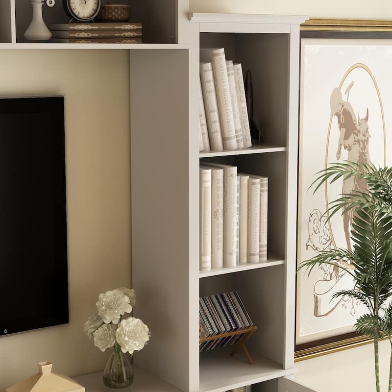 Large Modern Wood Entrainment Centers in White TV Stand Wall Cabinet