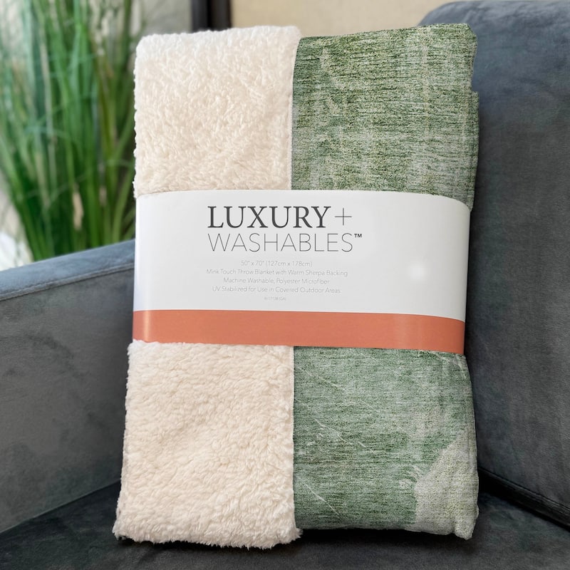 Premium Machine Washable Abstract Modern Sherpa Throw Blanket