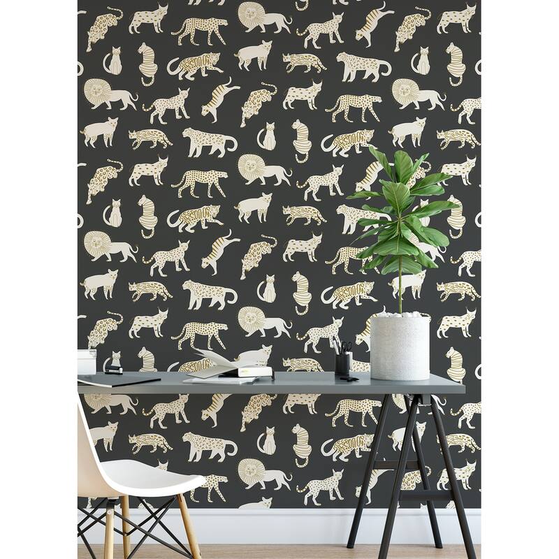 Leah Duncan Black Kitty Kitty Peel & Stick Wallpaper