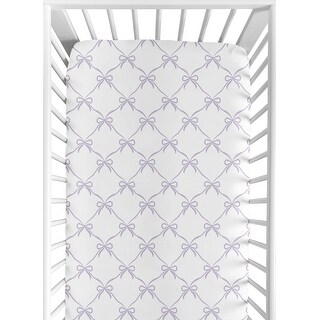 Sweet Jojo Designs Purple Bows Girls Fitted Crib Sheet - Lavender Bow for the Shabby Chic, Ballet, Princess Ballerina Collection