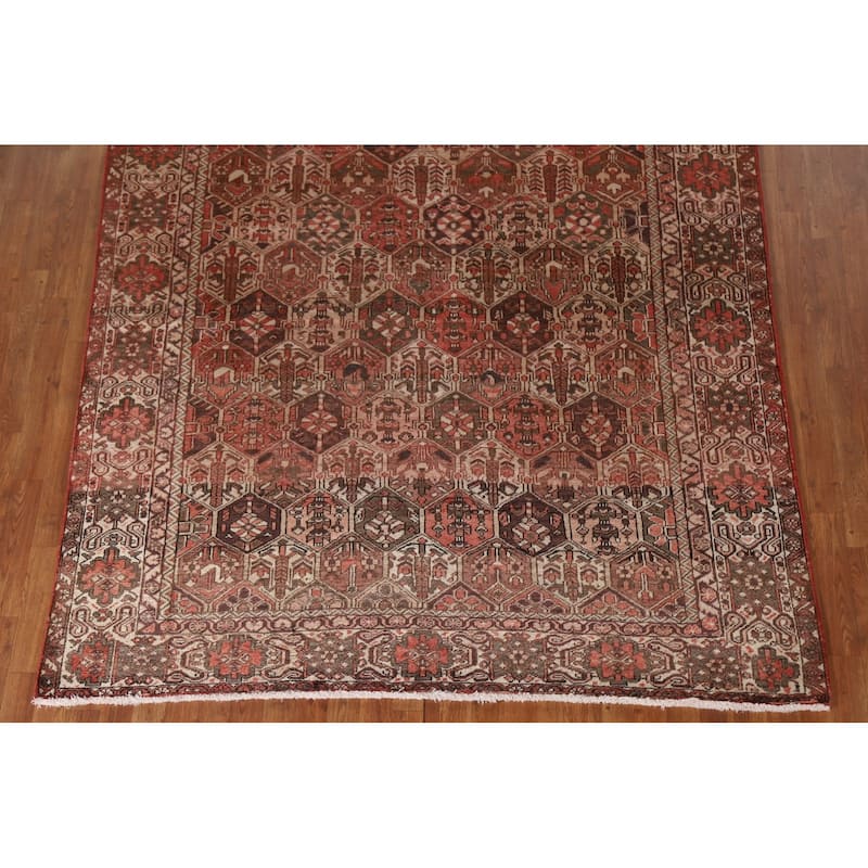 Garden Design Bakhtiari Persian Vintage Rug Hand-Knotted Wool Carpet - 6'9"x 9'11"