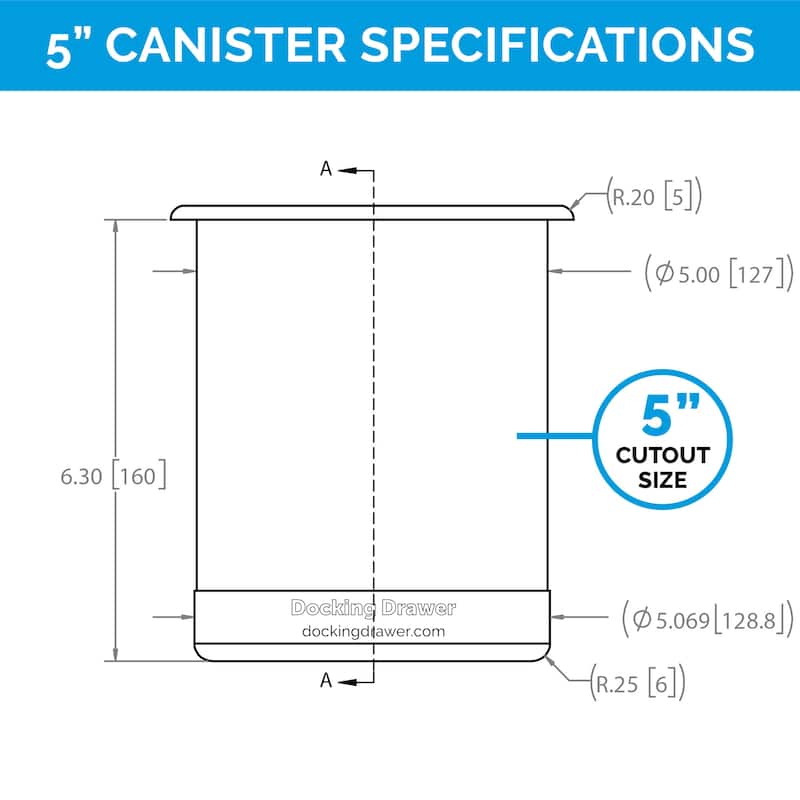 Docking Drawer 0024-00505 5" Stainless Steel Canister for Hot Tools