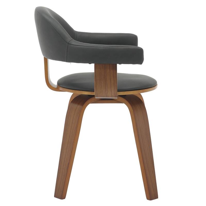 Brivo Modern Leather Swivel Accent Dining Chair in Solid Wood Frame with Open Curved Back Design for Home Living or Dining Room