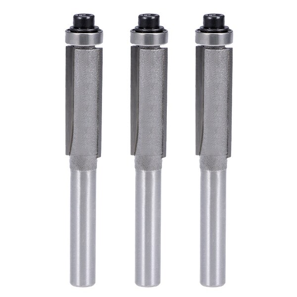 Router Bit 1/4" Shank 3/8" Dia Flush Trim Bit with Bearing 2 Flutes Carbide 3pcs - 1/4x3/8" 3pcs