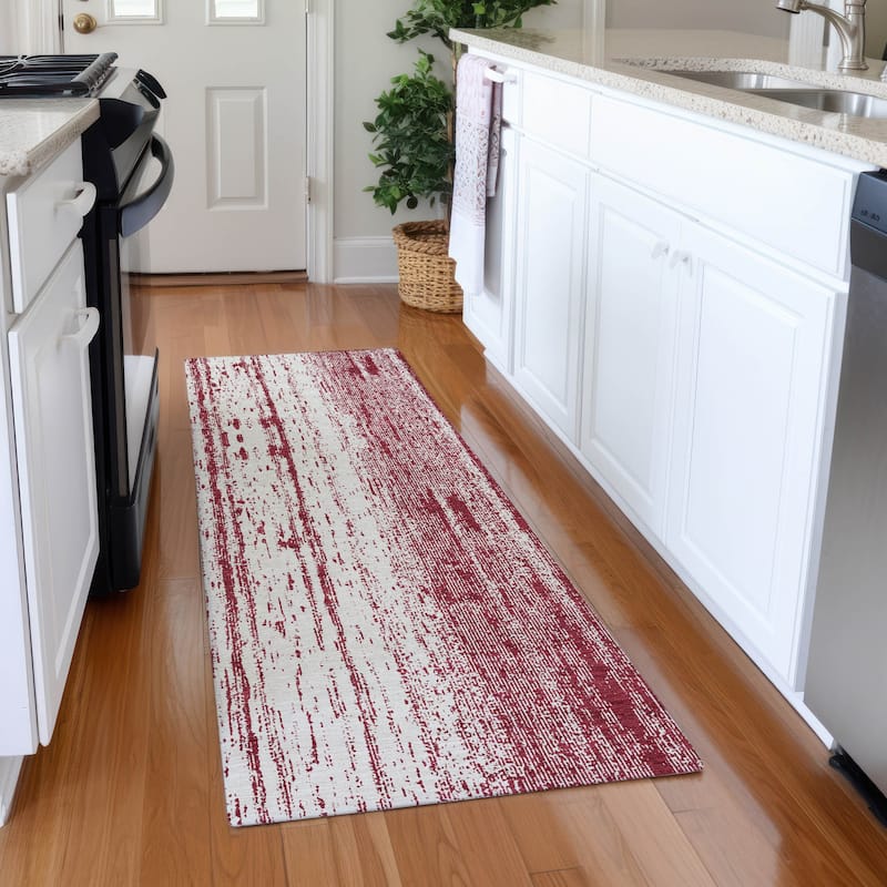Premium Washable Super Soft Transitional Ombre Mayfield Rug - Merlot - 2'3" x 7'6"