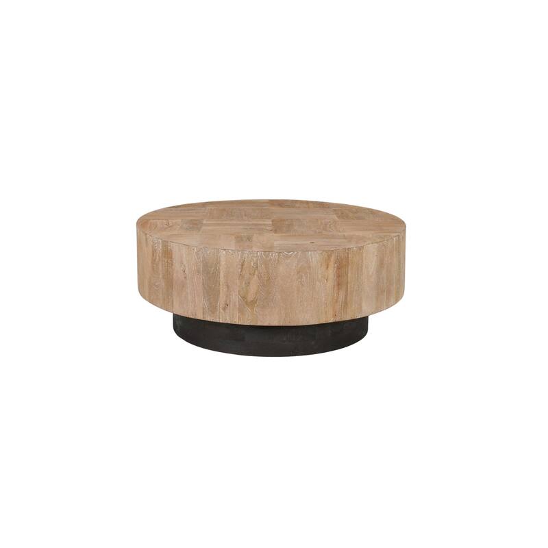 Caden Solid Mango Wood 2-Piece Round Coffee Table Set
