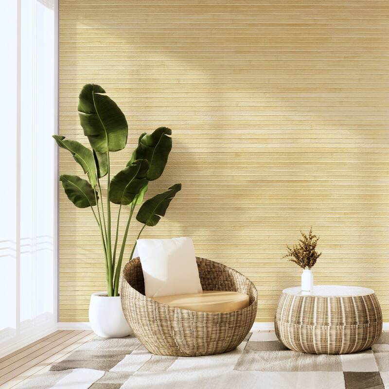 Art3d 48 x 96 in Natural Bamboo Wall Panel for Wall Decor for Living Room,Bedroom,Office - 96 X 48