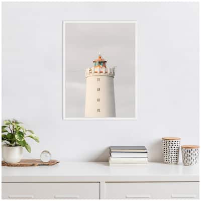 Kate and Laurel Sylvie Grotta Lighthouse Iceland Framed Canvas by Crystal Lynn Collins