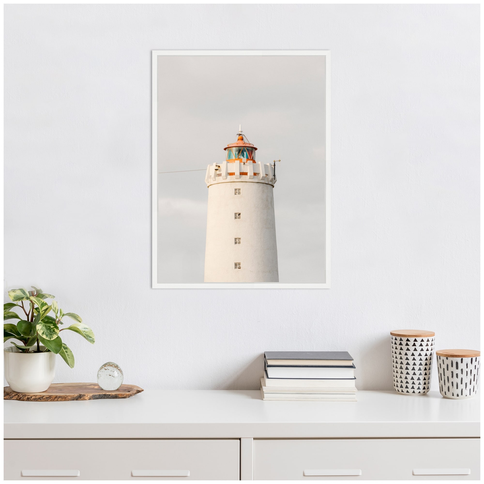Kate and Laurel Sylvie Grotta Lighthouse Iceland Framed Canvas by Crystal Lynn Collins