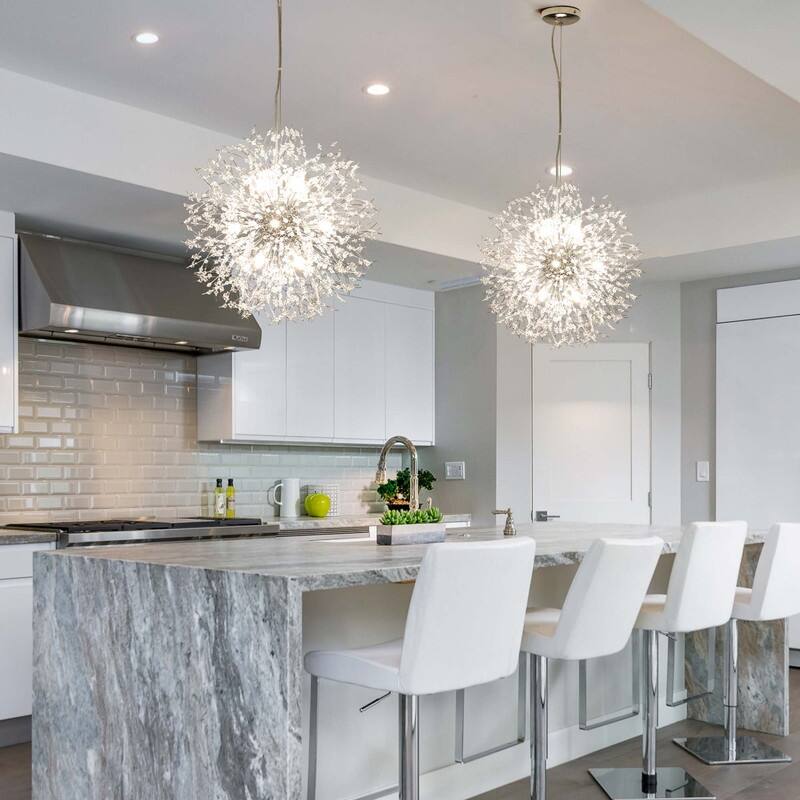 8/9/12/16-Light Modern Linear Sputnik Globe Pendant Starburst Firework Crystal Chandelier