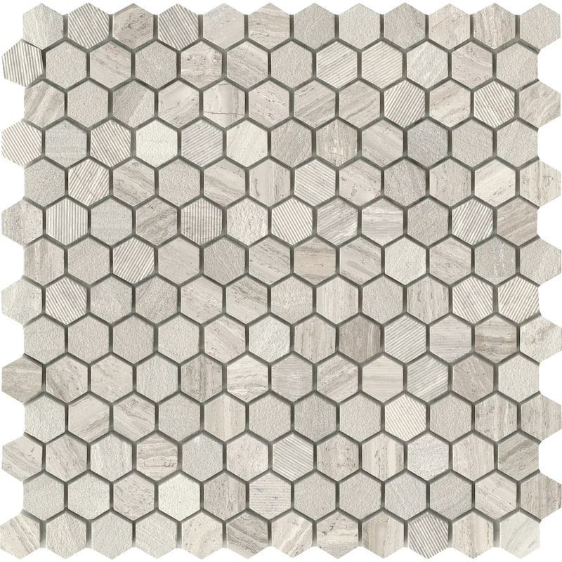 Emser Tile Marble - 12" x 12" Hexagon Geometric Mosaic Wall Tile -