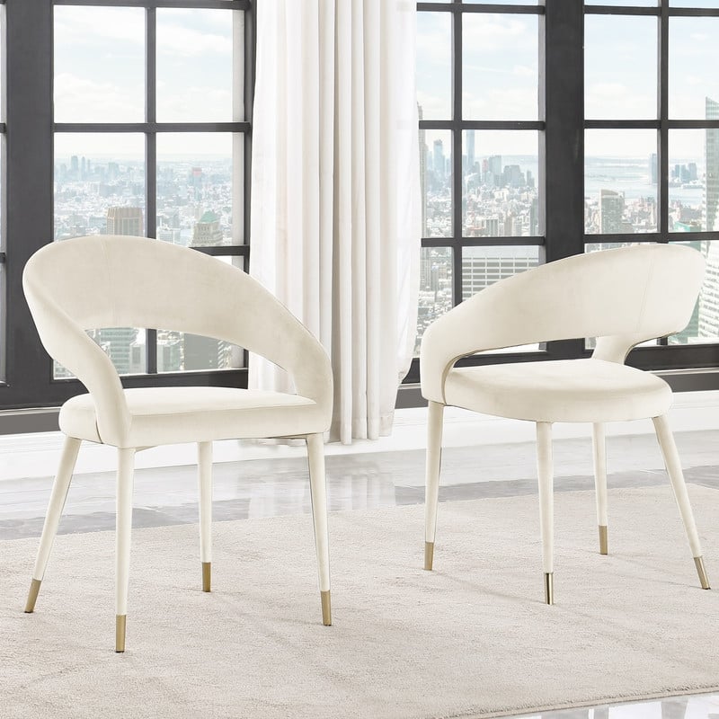 Best Master Furniture Ellis Contemporary Velvet Upholstered Dining Chair with Gold Accent (Set of 2)