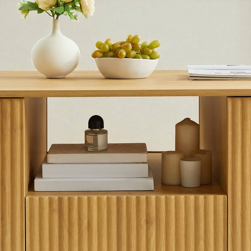 46.5" Modern Oval Coffee Table with Drawers, Hidden Storage & Curved Panel Design, Luxury Center Table